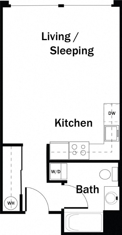 Floor plan for studio, 1 bath, 426 sqft